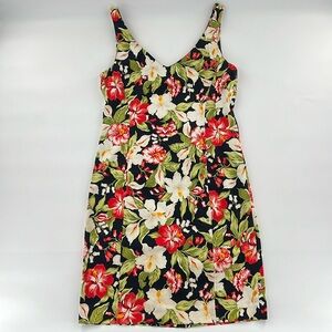 Vintage Jones New York hibiscus Floral Sleeveless vacation beach Dress size 12